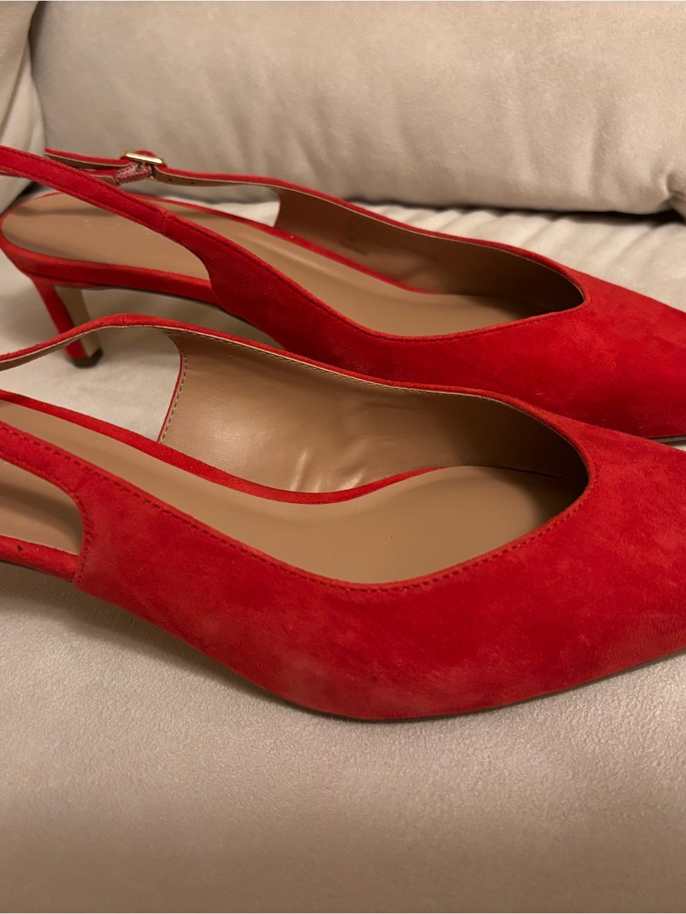 Nordstrom Red Suede Pointed Slingback Heels
